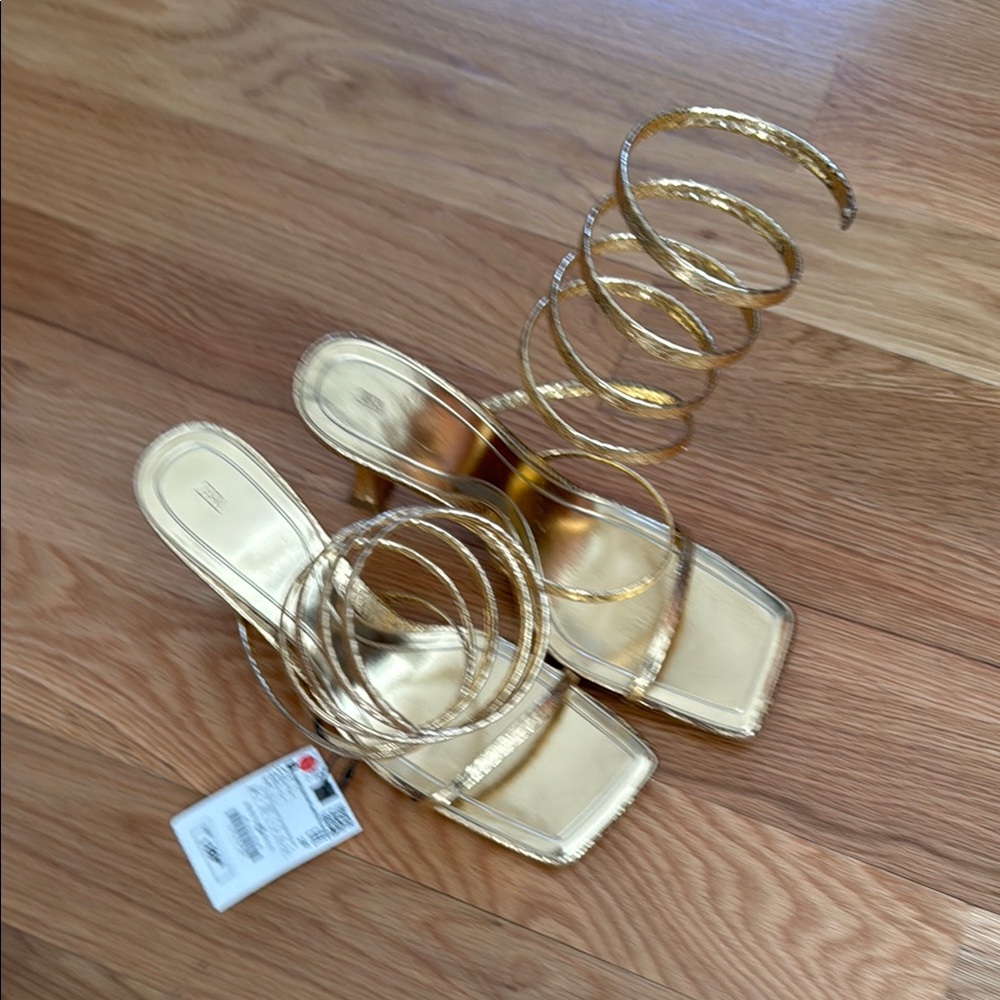 Elegant Gold Spiral Strap Heels